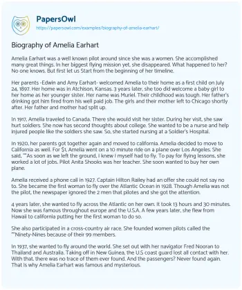 Essay on Biography of Amelia Earhart