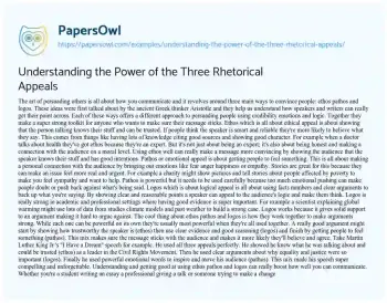 Essay on Understanding the Power of the Three Rhetorical Appeals