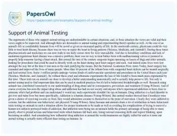 Essay on Support of Animal Testing