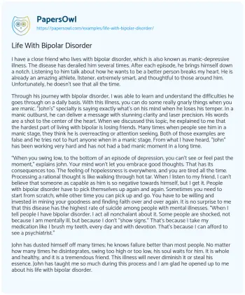 Essay on Life with Bipolar Disorder