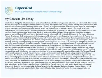 Essay on My Goals in Life Essay