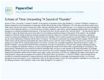 Essay on Echoes of Time: Unraveling “A Sound of Thunder”