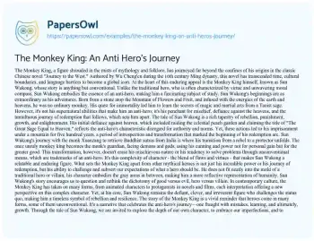 Essay on The Monkey King: an Anti Hero’s Journey