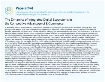 Essay on The Dynamics of Integrated Digital Ecosystems in the Competitive Advantage of E-Commerce