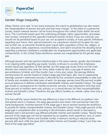 Essay on Gender Wage Inequality