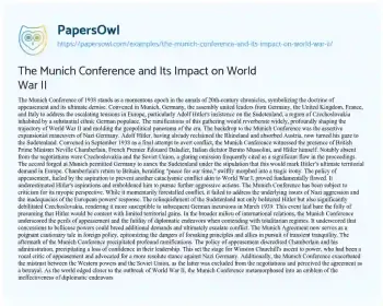 Essay on The Munich Conference and its Impact on World War II