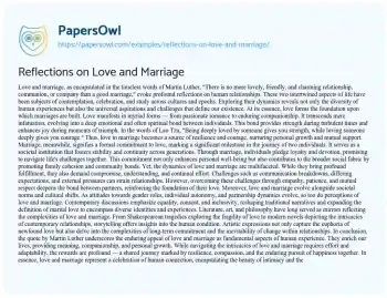 Essay on Reflections on Love and Marriage