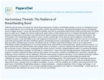 Essay on Harmonious Threads: the Radiance of Breastfeeding Bond