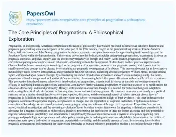 Essay on The Core Principles of Pragmatism: a Philosophical Exploration