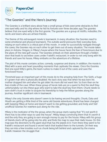 Essay on “The Goonies” and the Hero’s Journey