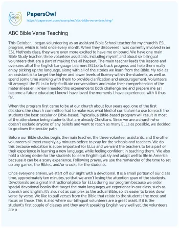 Essay on ABC Bible Verse Teaching