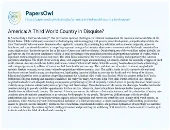 Essay on America: a Third World Country in Disguise?