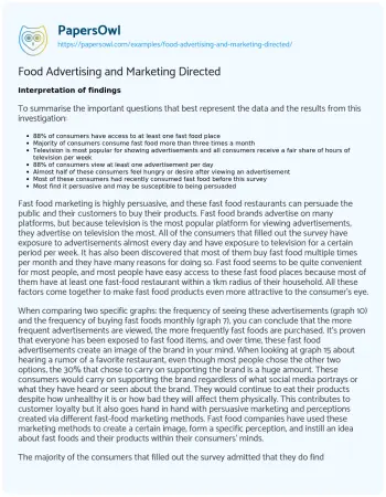 Essay on Food Advertising and Marketing Directed