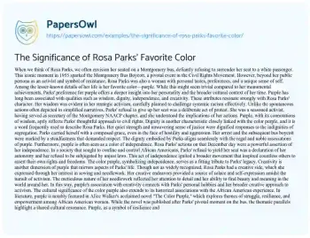 Essay on The Significance of Rosa Parks’ Favorite Color