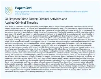 Essay on OJ Simpson Crime Binder: Criminal Activities and Applied Criminal Theories