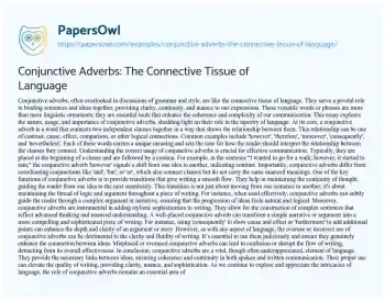 Essay on Conjunctive Adverbs: the Connective Tissue of Language