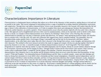 Essay on Characterizations Importance in Literature