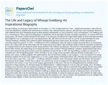 Essay on The Life and Legacy of Whoopi Goldberg: an Inspirational Biography