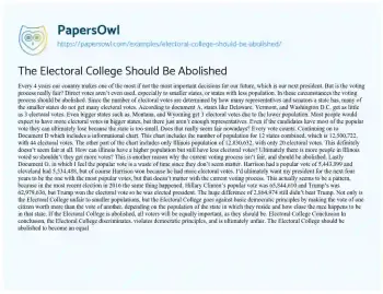 Essay on The Electoral College should be Abolished