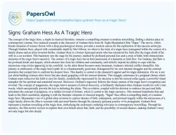 Essay on Signs: Graham Hess as a Tragic Hero