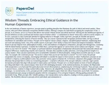 Essay on Wisdom Threads: Embracing Ethical Guidance in the Human Experience