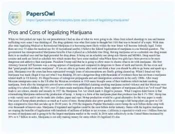 Essay on Pros and Cons of Legalizing Marijuana