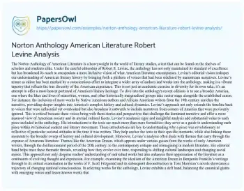 Essay on Norton Anthology American Literature Robert Levine Analysis