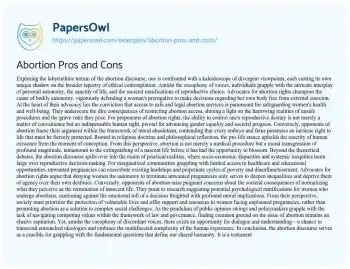 Essay on Abortion Pros and Cons