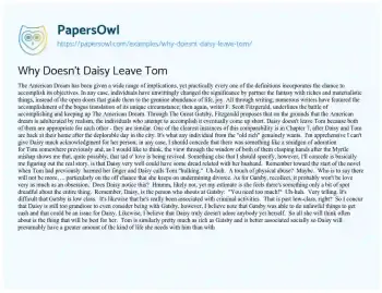 Essay on Why doesn’t Daisy Leave Tom