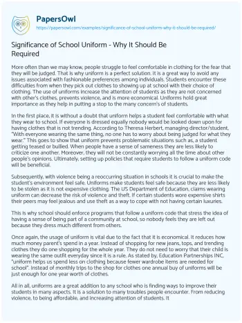 Essay on Significance of School Uniform – why it should be Required