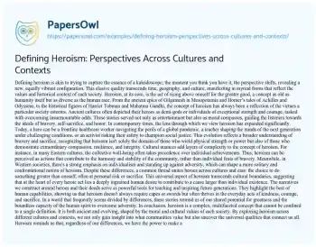 Essay on Defining Heroism: Perspectives Across Cultures and Contexts