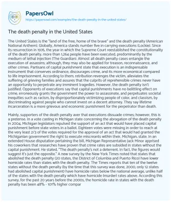 Essay on The Death Penalty in the United States