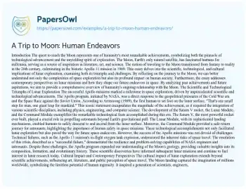 Essay on A Trip to Moon: Human Endeavors