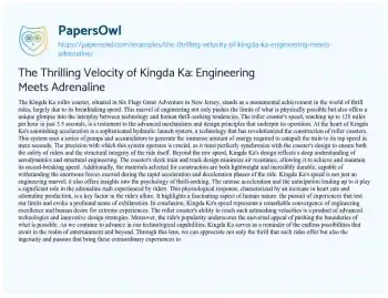 Essay on The Thrilling Velocity of Kingda Ka: Engineering Meets Adrenaline