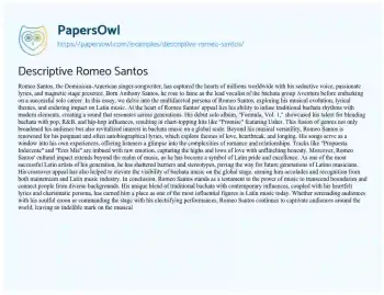 Essay on Descriptive Romeo Santos