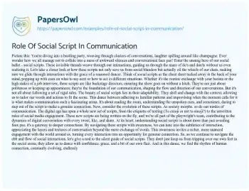 Essay on Role of Social Script in Communication