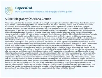 Essay on A Brief Biography of Ariana Grande