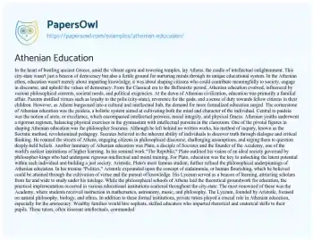 Essay on Athenian Education