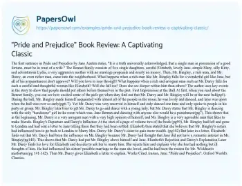 Essay on “Pride and Prejudice” Book Review: a Captivating Classic