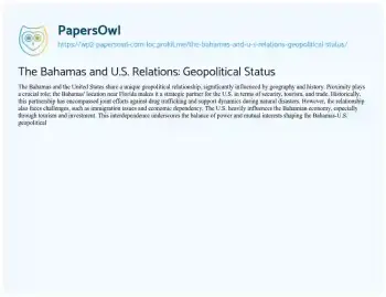 Essay on The Bahamas and U.S. Relations: Geopolitical Status