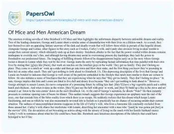 Essay on Of Mice and Men American Dream