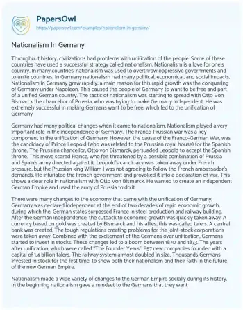 Essay on Nationalism in Gernany