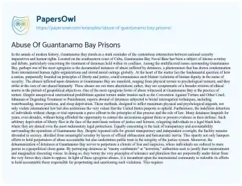 Essay on Abuse of Guantanamo Bay Prisons