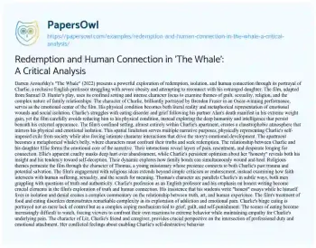 Essay on Redemption and Human Connection in ‘The Whale’: a Critical Analysis