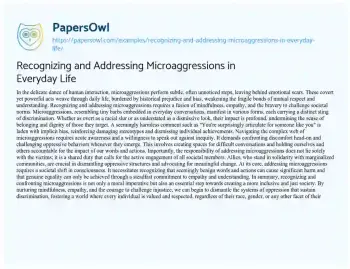 Essay on Recognizing and Addressing Microaggressions in Everyday Life