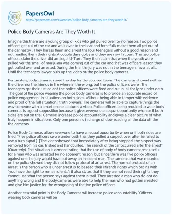 Essay on Police Body Cameras are they Worth it