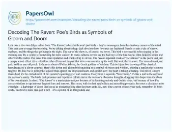 Essay on Decoding the Raven: Poe’s Birds as Symbols of Gloom and Doom