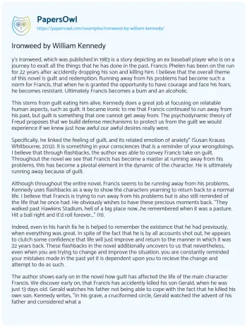 Essay on Ironweed by William Kennedy