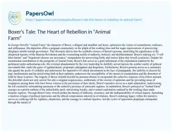 Essay on Boxer’s Tale: the Heart of Rebellion in “Animal Farm”