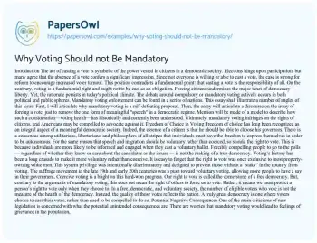 Essay on Why Voting should not be Mandatory